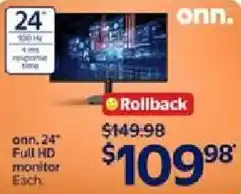 Walmart onn. 24" Full HD monitor Each offer