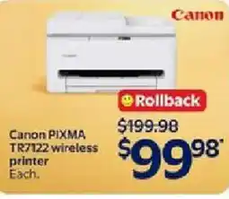 Walmart Canon PIXMA TR7122 wireless printer offer