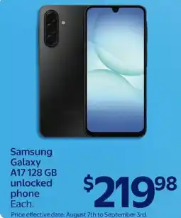 Walmart Samsung Galaxy A17 128 GB unlocked phone offer