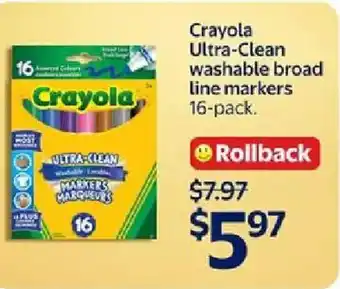 Walmart Crayola Ultra-Clean washable broad line markers offer