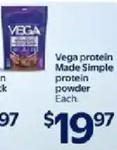 Walmart Vega protein Made Simple protein powder Each offer