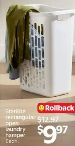 Walmart Sterilite rectangular open laundry hamper offer