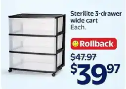 Walmart Sterilite 3-drawer wide cart offer
