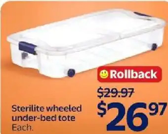Walmart Sterilite wheeled under-bed tote offer