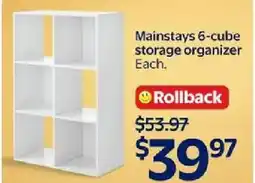 Walmart Mainstays 6-cube storage organizer offer