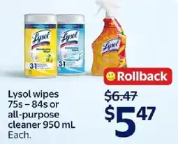 Walmart Lysol wipes or all-purpose cleaner offer