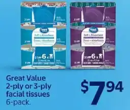 Walmart Great Value facial tissues offer