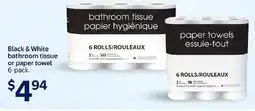 Walmart Black & White bathroom tissue or paper towel offer