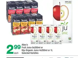 Highland Farms Allen's Fruit Juice or Kiju Organic Juice offer