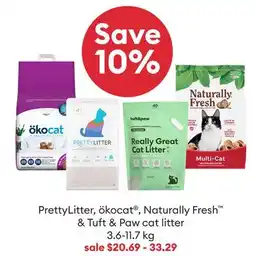 Petsmart PrettyLitter, ökocat , Naturally Fresh & Tuft & Paw cat litter offer