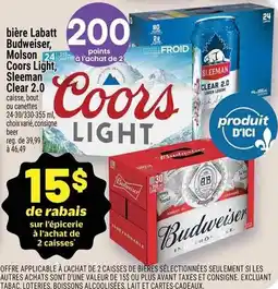 Metro Bière labatt budweiser, molson coors light, sleeman clear 2.0 offer