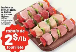 Metro Brochettes de boeuf, de poulet, de dinde ou de porc avec légumes offer