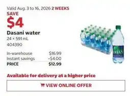 Costco Dasani water offer
