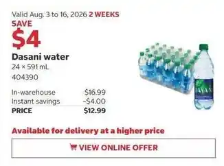 Costco Dasani water offer