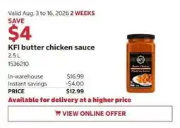 Costco KFI butter chicken sauce offer