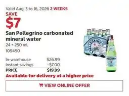 Costco San Pellegrino carbonated mineral water offer