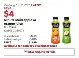 Costco Minute Maid apple or orange juice offer