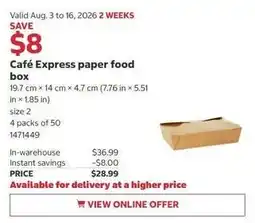 Costco Café Express paper food box offer