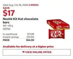 Costco Nestlé Kit Kat chocolate bars offer