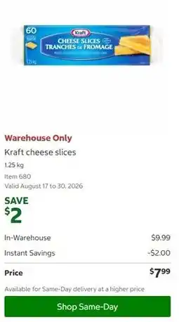 Costco Kraft cheese slices offer