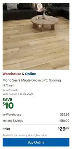 Costco Mono Serra Maple Grove SPC flooring offer