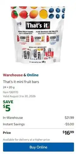 Costco That's it mini fruit bars offer