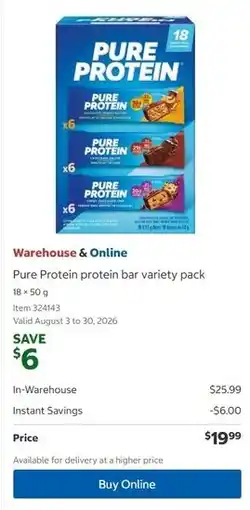 Costco Pure Protein protein bar offer