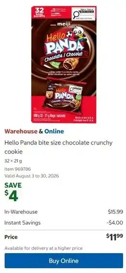 Costco Hello Panda bite size chocolate crunchy cookie offer