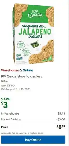 Costco RW Garcia jalapeño crackers offer