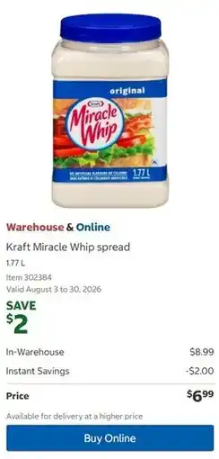 Costco Kraft Miracle Whip spread offer