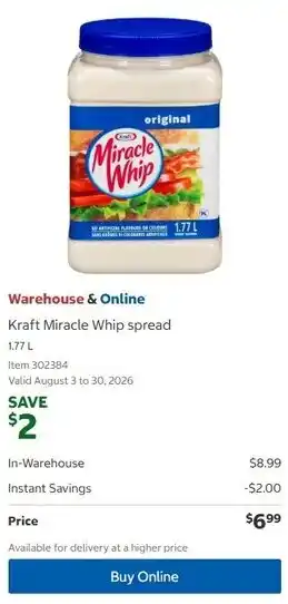 Costco Kraft Miracle Whip spread offer