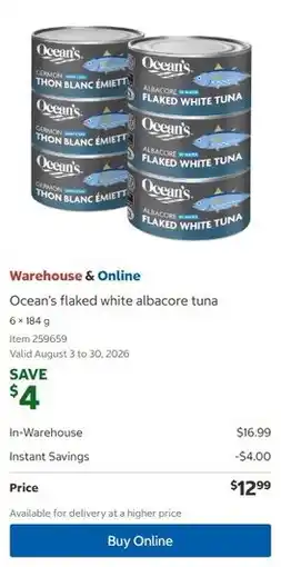 Costco Ocean's flaked white albacore tuna offer