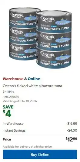Costco Ocean's flaked white albacore tuna offer