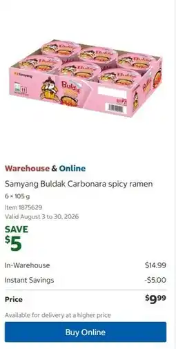 Costco Samyang Buldak Carbonara spicy ramen offer