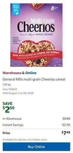 Costco General Mills multi-grain Cheerios cereal offer