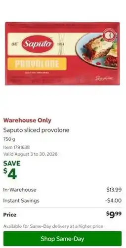 Costco Saputo sliced provolone offer