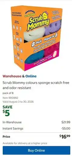 Costco Scrub Mommy colours sponge scratch free and odor resistant offer