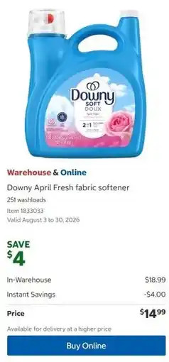 Costco Downy April Fresh fabric softener offer