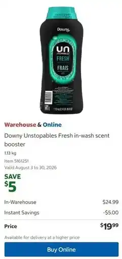 Costco Downy Unstopables Fresh in-wash scent booster offer