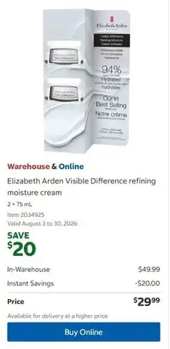 Costco Elizabeth Arden Visible Difference refining moisture cream offer