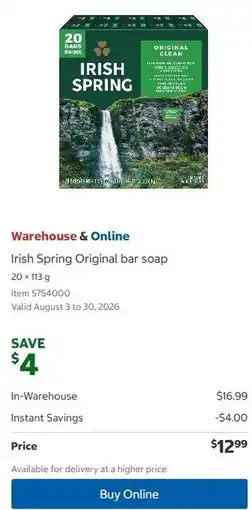 Costco Irish Spring Original bar soap offer