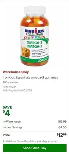 Costco IronKids Essentials omega-3 gummies offer