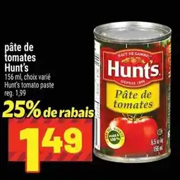 Metro Hunt's pâte de tomates offer