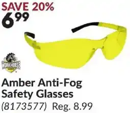 Princess Auto Amber Anti-Fog Safety Glasses offer