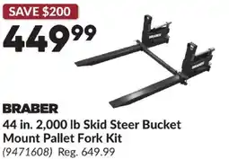 Princess Auto BRABER 44 in. 2,000 lb Skid Steer Bucket Mount Pallet Fork Kit offer
