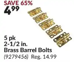 Princess Auto 5 pk Brass Barrel Bolts offer