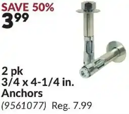 Princess Auto 2 pk 3/4 x 4-1/4 in. Anchors offer