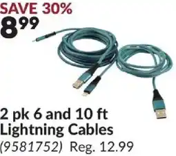 Princess Auto 2 pk 6 and 10 ft Lightning Cables offer