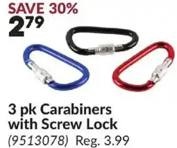 Princess Auto 3 pk Carabiners with Screw Lock offer