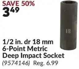 Princess Auto 1/2 in. dr 18 mm 6-Point Metric Deep Impact Socket offer